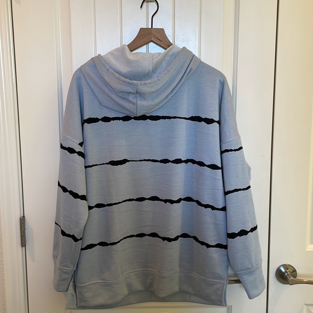 Unbranded blue with black stripes Hoodie - Picture 3 of 5